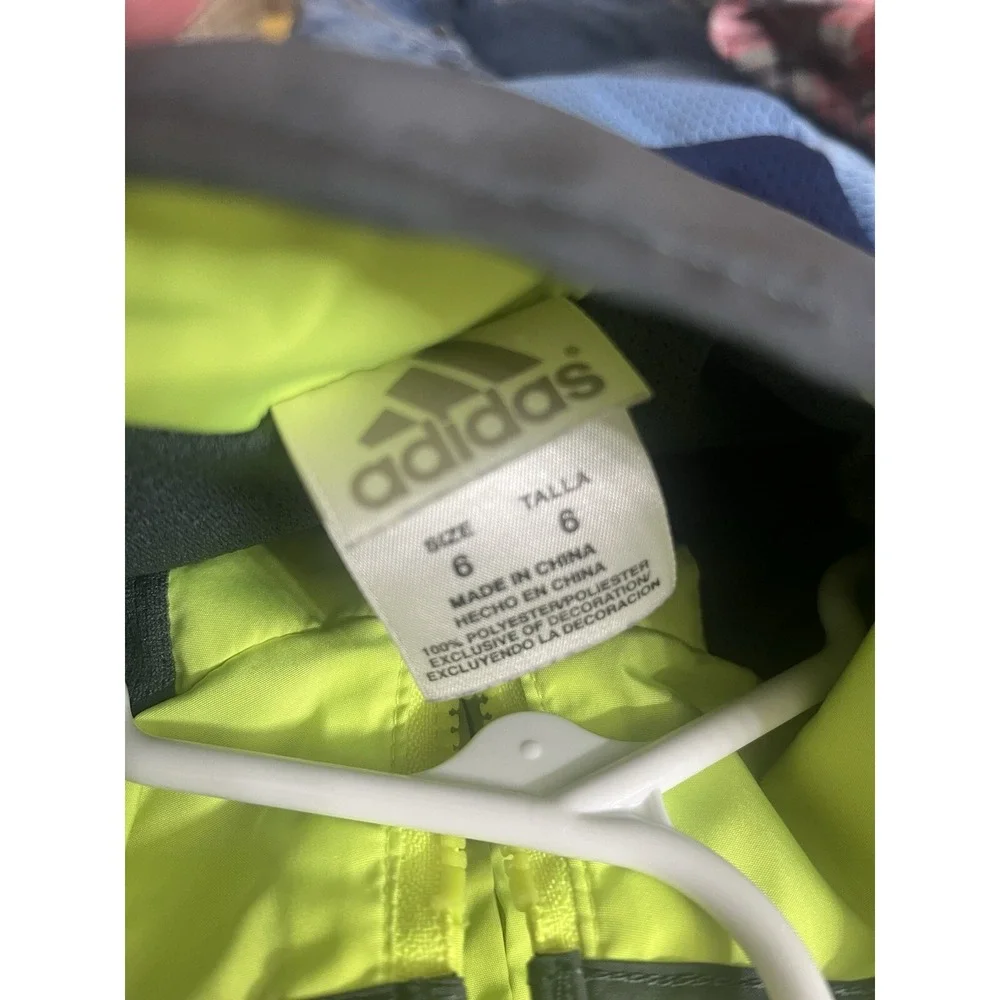 Adidas Full Zip Jacket Boy Size 6 Multi Color Lightweight Windbreaker‎  (B19)